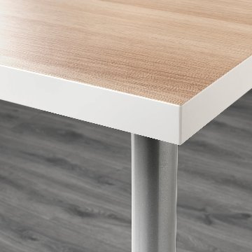 【IKEA Original】LINNMON -リンモン- テーブル ホワイト ホワイトステインオーク調 シルバーカラー 120x60 cm画像