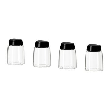 【IKEA Original】IKEA 365+ IHARDIG -イーヘーディグ- スパイス瓶 ガラス ブラック 15 cl 4 ピースセット画像