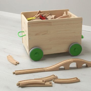【IKEA Original】ikea おもちゃ 収納 FLISAT -フリサット- おもちゃ収納 キャスター付き パイン無垢材 44 cm×39 cm画像