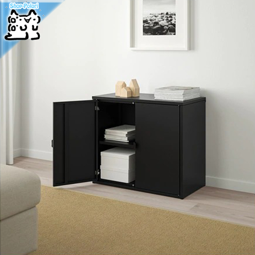 【IKEA Original】BROR -ブロール- 収納 棚 キャビネット 扉2枚付 ブラック 76x40x66 cm画像