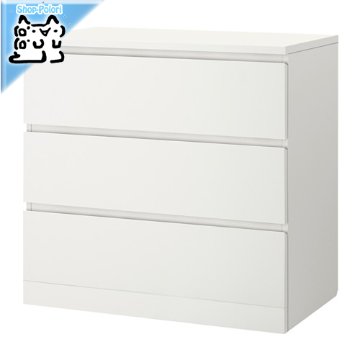 【IKEA Original】MALM -マルム- 引き出しユニット チェスト（引き出し×3） ホワイト 80x78 cm画像