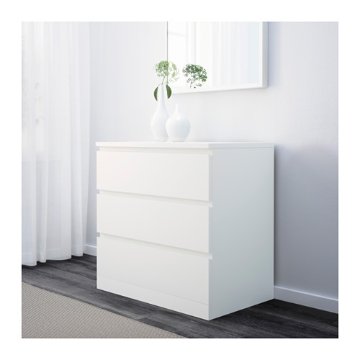 【IKEA Original】MALM -マルム- 引き出しユニット チェスト（引き出し×3） ホワイト 80x78 cm画像