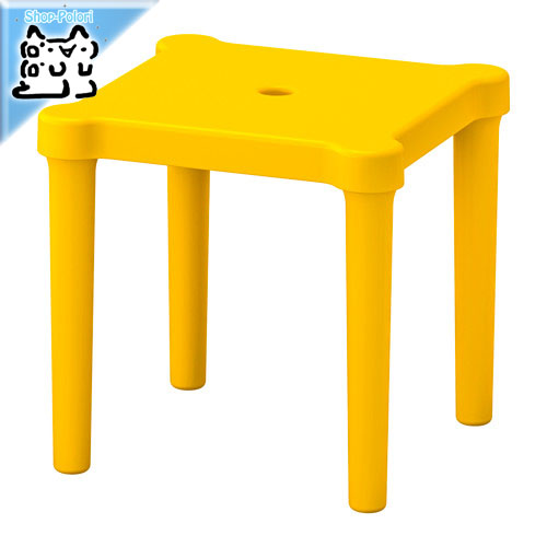 【IKEA Original】UTTER -ウッテル- 子供用スツール 室内/屋外用 イエロー 28x28 cm画像