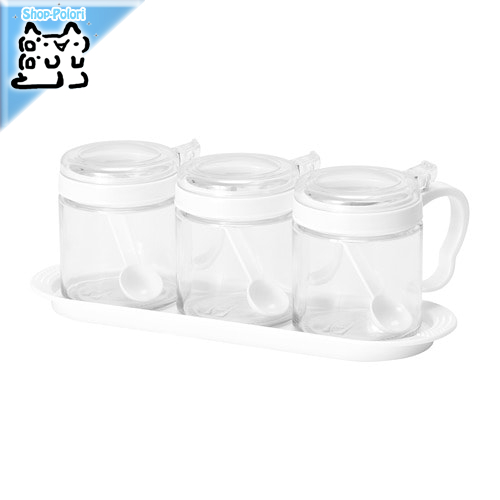 【IKEA Original】BARKORG -ベールコリ- スパイス瓶 ガラス プラスチック 36 cl 3 ピースの画像
