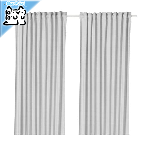 【IKEA Original】HANNALILL -ハナリル- カーテン1組 グレー 145x250 cmの画像
