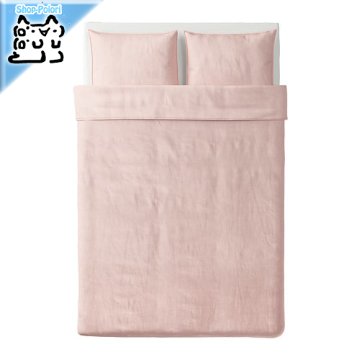 【IKEA Original】BERGPALM -ベリパルム- 掛け布団カバー＆枕カバー（枕カバー2枚） ピンク ストライプ 200x200/50x60 cmの画像