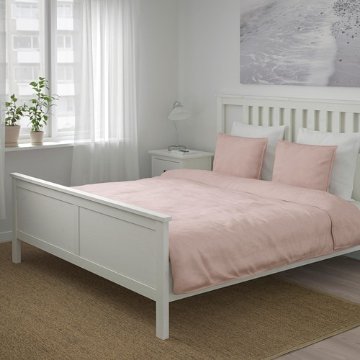 【IKEA Original】BERGPALM -ベリパルム- 掛け布団カバー＆枕カバー（枕カバー2枚） ピンク ストライプ 200x200/50x60 cm画像