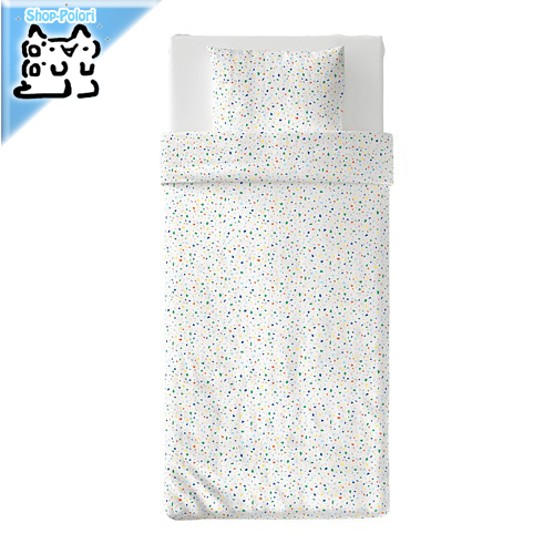 【IKEA Original】MOJLIGHET -モイリヘート- 掛け布団カバー＆枕カバー ホワイト モザイク模様 150x200/50x60 cmの画像
