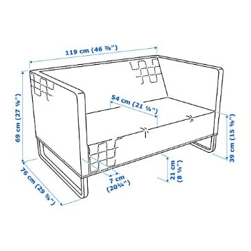 【IKEA Original】KNOPPARP -クノッパルプ- 2人掛けソファ クニーサ ブライトブルー 119x76 cmの画像