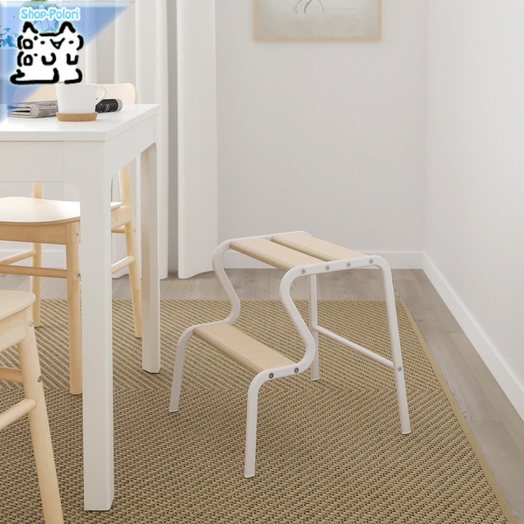 【IKEA Original】GRUBBAN -グルッバン- ステップスツール ホワイト/バーチ 42.7 cmの画像