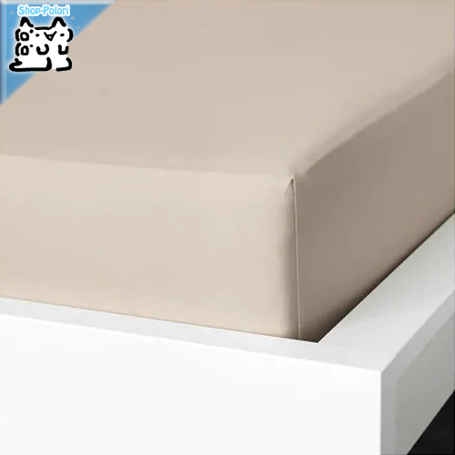 【IKEA Original】NATTJASMIN -ナットヤスミン- ボックスシーツ ライトベージュ シングルサイズ 90x200 cmの画像