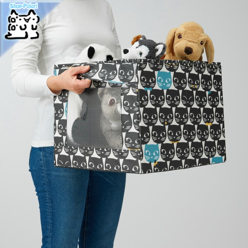 【IKEA Original】UPPRYMD -ウップリムド- 収納 ボックス ホワイト/ブラック 模様入り 38x42x33 cmの画像