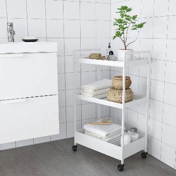 【IKEA Original】NISSAFORS -ニッサフォース- ワゴン ホワイト 50.5x30x83 cm画像