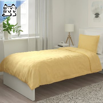 【IKEA Original】ANGSLILJA 掛け布団カバー＆枕カバー ライトイエロー 150x200/50x60 cm画像