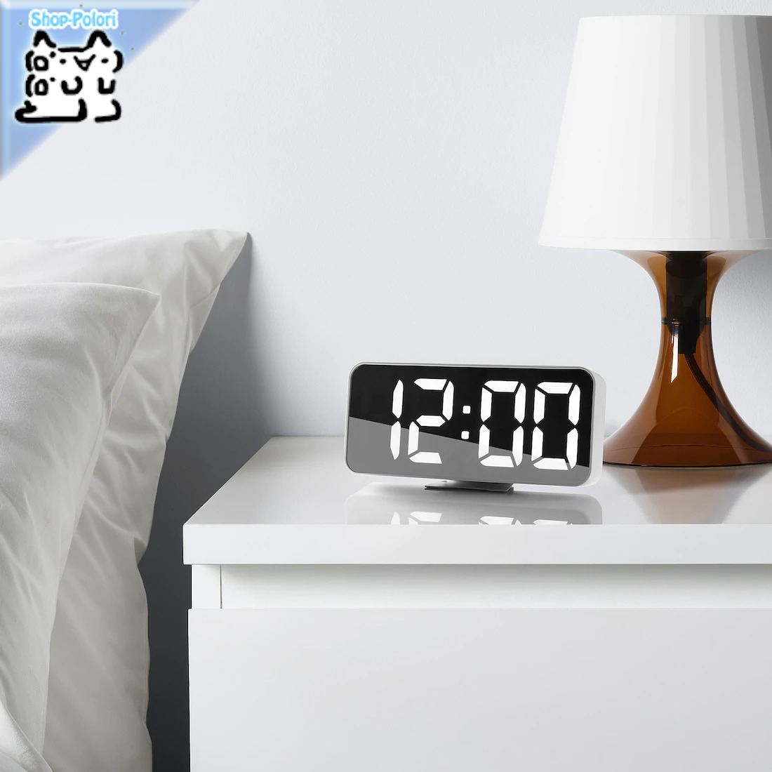 【IKEA Original】NOLLNING -ノールニング- 時計/温度計/アラーム ホワイト18x8 cm画像