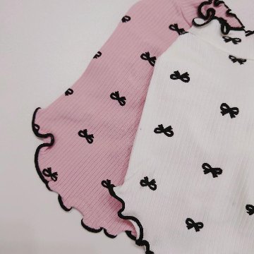 ribbon long sleeve topsの画像