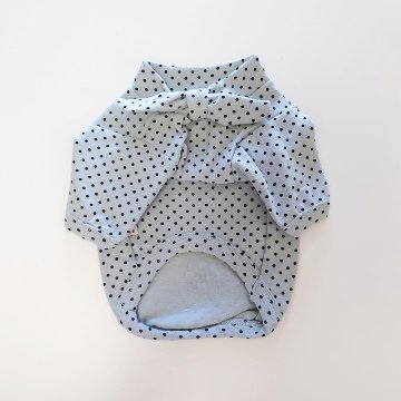 LASTベージュLのみ)Neck Ribbon ドット柄トップスの画像