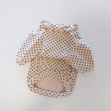LASTベージュLのみ)Neck Ribbon ドット柄トップスの画像