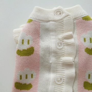 flower frill knit tops画像