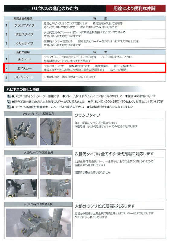 次世代ネット朝顔 ハピネス エアスルー 強風対策 (仮設工業会承認品) 直線部1500型 HP-18CABの画像