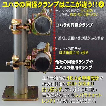    48.6自在クランプ SCL104K 同径自在 ユハラ工業の画像