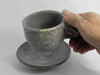 iko-3 唐津珈琲杯　コーヒーカップ　薪窯　 文部大臣奨励賞受賞作家　荒川明作 木箱付きの画像