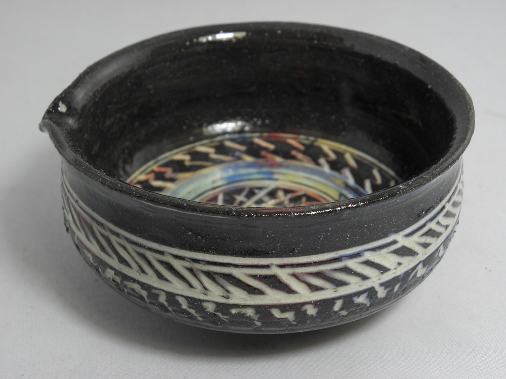 kts-1　積層泥彩　黒　酒注器　　 文部大臣奨励賞受賞作家　荒川明作 木箱付きの画像