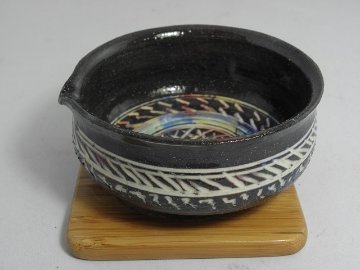 kts-1　積層泥彩　黒　酒注器　　 文部大臣奨励賞受賞作家　荒川明作 木箱付きの画像