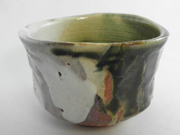 hch-20 鳴海織部 抹茶茶碗　文部大臣奨励賞受賞作家　荒川明作 木箱付きの画像