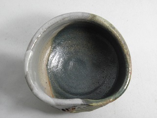 jch-18　鳴海織部 抹茶茶碗  文部大臣奨励賞受賞作家　荒川明作 木箱付きの画像