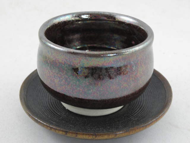 オーロラ天目 丸湯のみ  文部大臣奨励賞受賞作家 荒川明作　送料当社負担　化粧箱付き こだわりのギフト 還暦祝い などの贈り物に最適  無料ラッピング　myu-14の画像