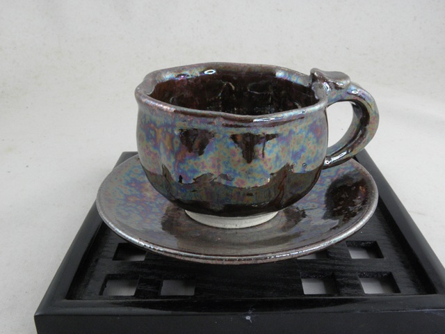 オーロラ天目 コーヒーカップ  文部大臣奨励賞受賞作家 荒川明作　化粧箱付き、送料当社負担  こだわりのギフト 還暦祝い などの贈り物に最適 nko-1の画像