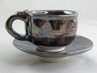 オーロラ天目 コーヒーカップ  文部大臣奨励賞受賞作家 荒川明作　化粧箱付き、送料当社負担  こだわりのギフト 還暦祝い などの贈り物に最適 nko-1の画像