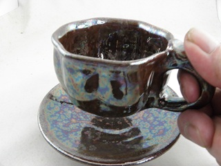 オーロラ天目 コーヒーカップ  文部大臣奨励賞受賞作家 荒川明作　化粧箱付き、送料当社負担  こだわりのギフト 還暦祝い などの贈り物に最適 nko-1の画像