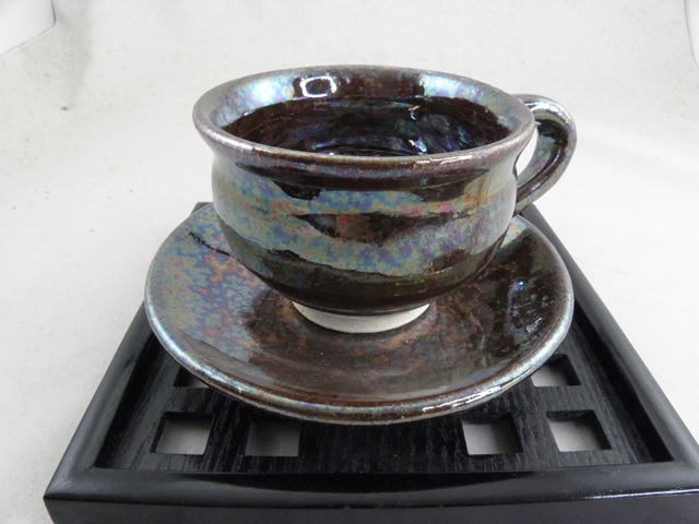 オーロラ天目 コーヒーカップ  文部大臣奨励賞受賞作家 荒川明作　化粧箱付き、送料当社負担  こだわりのギフト 還暦祝い などの贈り物に最適 nko-2の画像