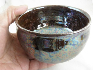 オーロラ天目極上 抹茶茶碗  最高の極上オーロラ天目　文部大臣奨励賞受賞作家　荒川明作　　木箱付き こだわりのギフト 還暦祝い などの贈り物に最適  無料ラッピング　nch-2の画像