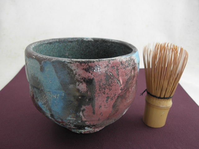 nch-5　 虹彩 楽 抹茶茶碗 送料無料　木箱付き　文部大臣奨励賞受賞、茶陶賞受賞の画像