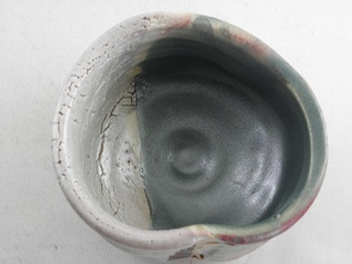 nch-11　極上 鳴海織部抹茶茶盌　陶芸作家 荒川明作  文部大臣奨励賞受賞、茶陶賞受賞　木箱付き ギフト 還暦祝い 【送料無料】木箱付きの画像