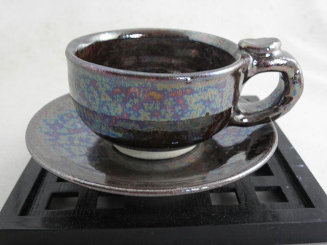 nko-3 オーロラ天目 コーヒーカップ  文部大臣奨励賞受賞 茶陶賞受賞　作家　荒川明作　送料無料、　 こだわりのギフト 還暦祝い などの贈り物に最適  無料ラッピング　nko-3の画像