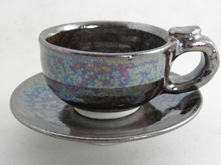 nko-3 オーロラ天目 コーヒーカップ  文部大臣奨励賞受賞 茶陶賞受賞　作家　荒川明作　送料無料、　 こだわりのギフト 還暦祝い などの贈り物に最適  無料ラッピング　nko-3の画像
