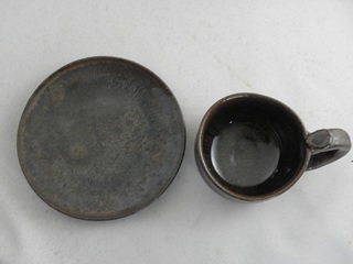 nko-4 流金天目コーヒーカップ＆ソーサー　文部大臣奨励賞受賞  茶陶賞受賞　作家 荒川明作　化粧箱付き　送料無料、　 こだわりのギフト 還暦祝い などの贈り物に最適  無料ラッピング　の画像