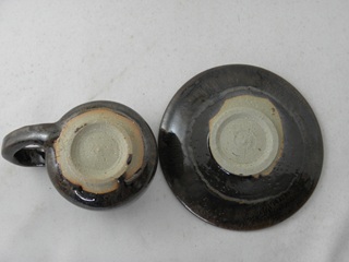 nko-4 流金天目コーヒーカップ＆ソーサー　文部大臣奨励賞受賞  茶陶賞受賞　作家 荒川明作　化粧箱付き　送料無料、　 こだわりのギフト 還暦祝い などの贈り物に最適  無料ラッピング　の画像