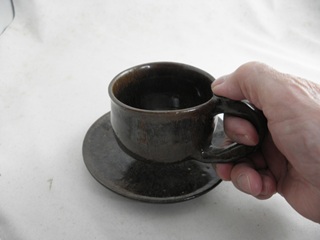 nko-4 流金天目コーヒーカップ＆ソーサー　文部大臣奨励賞受賞  茶陶賞受賞　作家 荒川明作　化粧箱付き　送料無料、　 こだわりのギフト 還暦祝い などの贈り物に最適  無料ラッピング　の画像