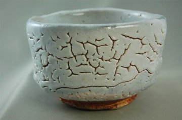 ach-27 志野焼 抹茶茶碗 文部大臣奨励賞受賞作家　荒川明作 木箱付きの画像