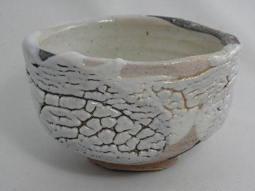 jch-14  志野 抹茶茶碗  文部大臣奨励賞受賞作家　荒川明作 木箱付きの画像