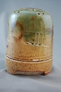 aso-5 織部 香炉 文部大臣奨励賞受賞作家　荒川明作 木箱付きの画像