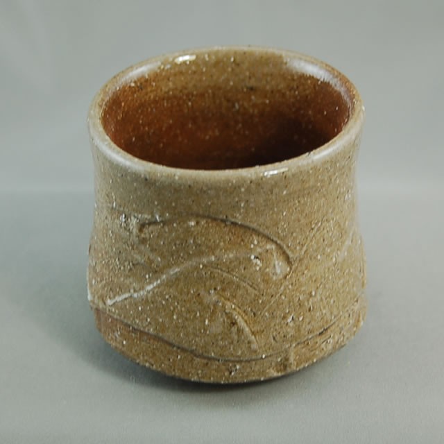 byu-1 薪窯 焼締 湯のみ 文部大臣奨励賞受賞作家　荒川明作 木箱付きの画像