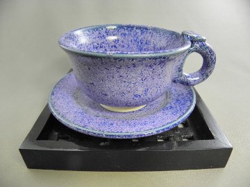 gko-1 群青天目　コーヒーカップ＆ソーサー　珈琲杯 文部大臣奨励賞受賞作家　荒川明作 木箱付きの画像