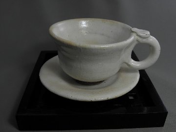 gko-7 御本手　珈琲杯　 コーヒーカップ＆ソーサー 文部大臣奨励賞受賞作家　荒川明作 木箱付き　の画像