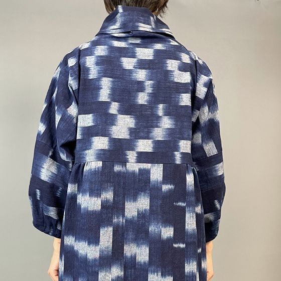 【備後絣】重ね襟ワンピース 藍染絣26-2　の画像